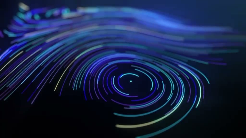Vortex of blue and violet light filaments from the Avalon Studio brand film