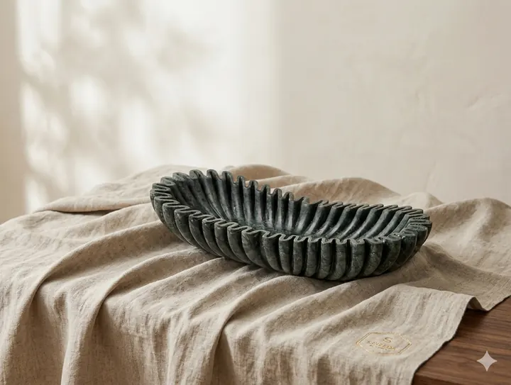 Fluted green Decorative Bowl